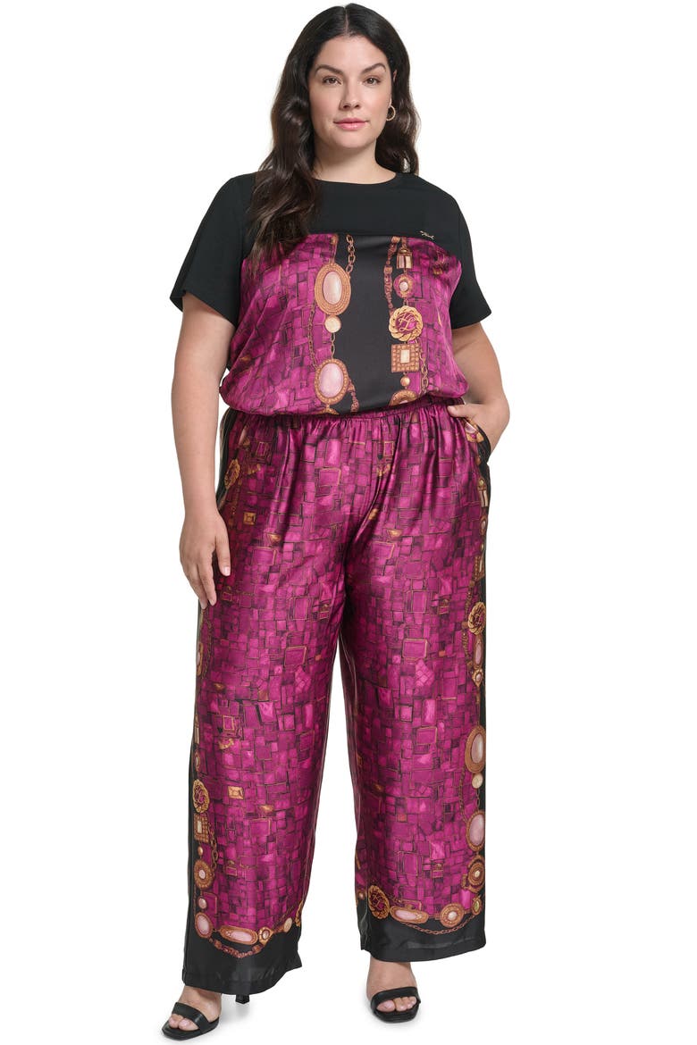 Printed Wide Leg Soft Pants, Alternate, color, CHERRY LACQUER COMBO
