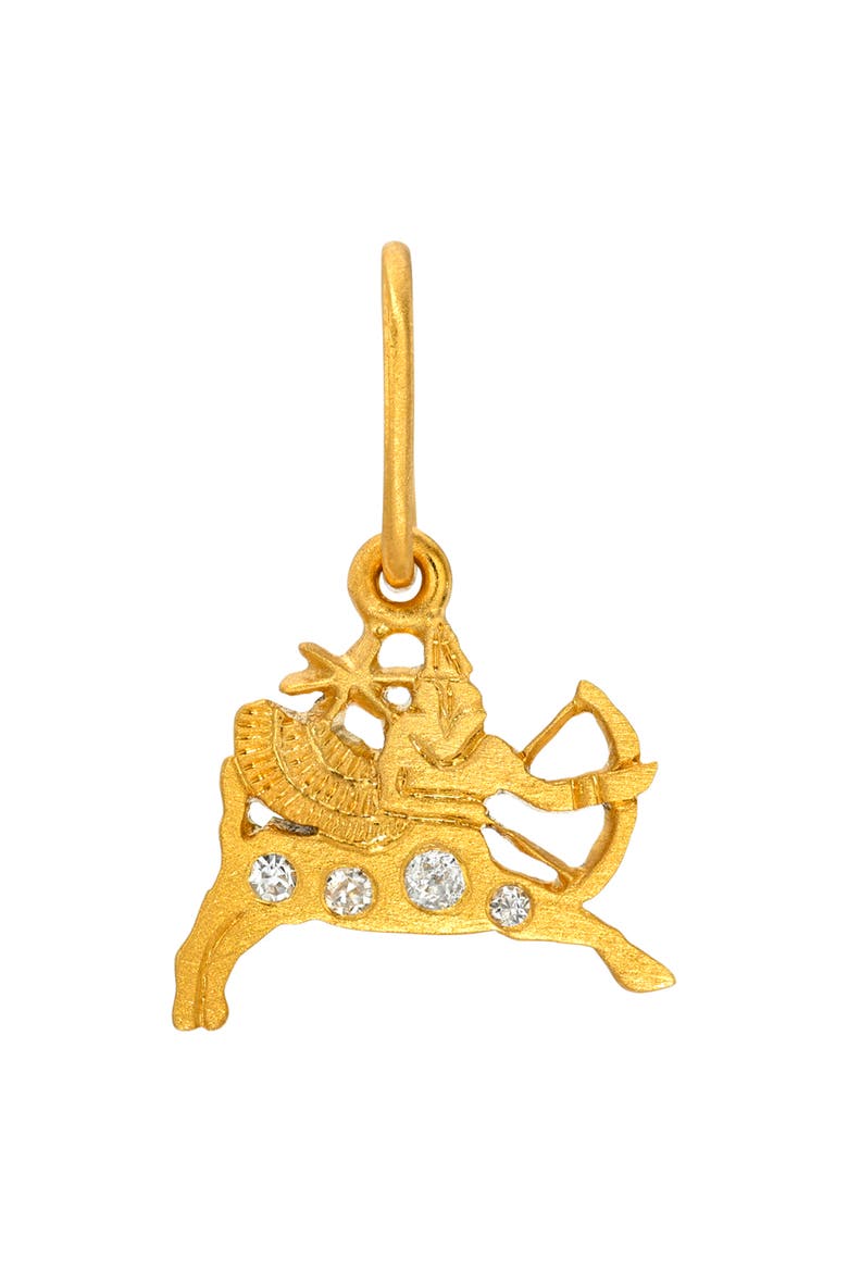 Mini Dendera Zodiac Diamond Charm, Main, color, YELLOW GOLD/ SAGITTARIUS