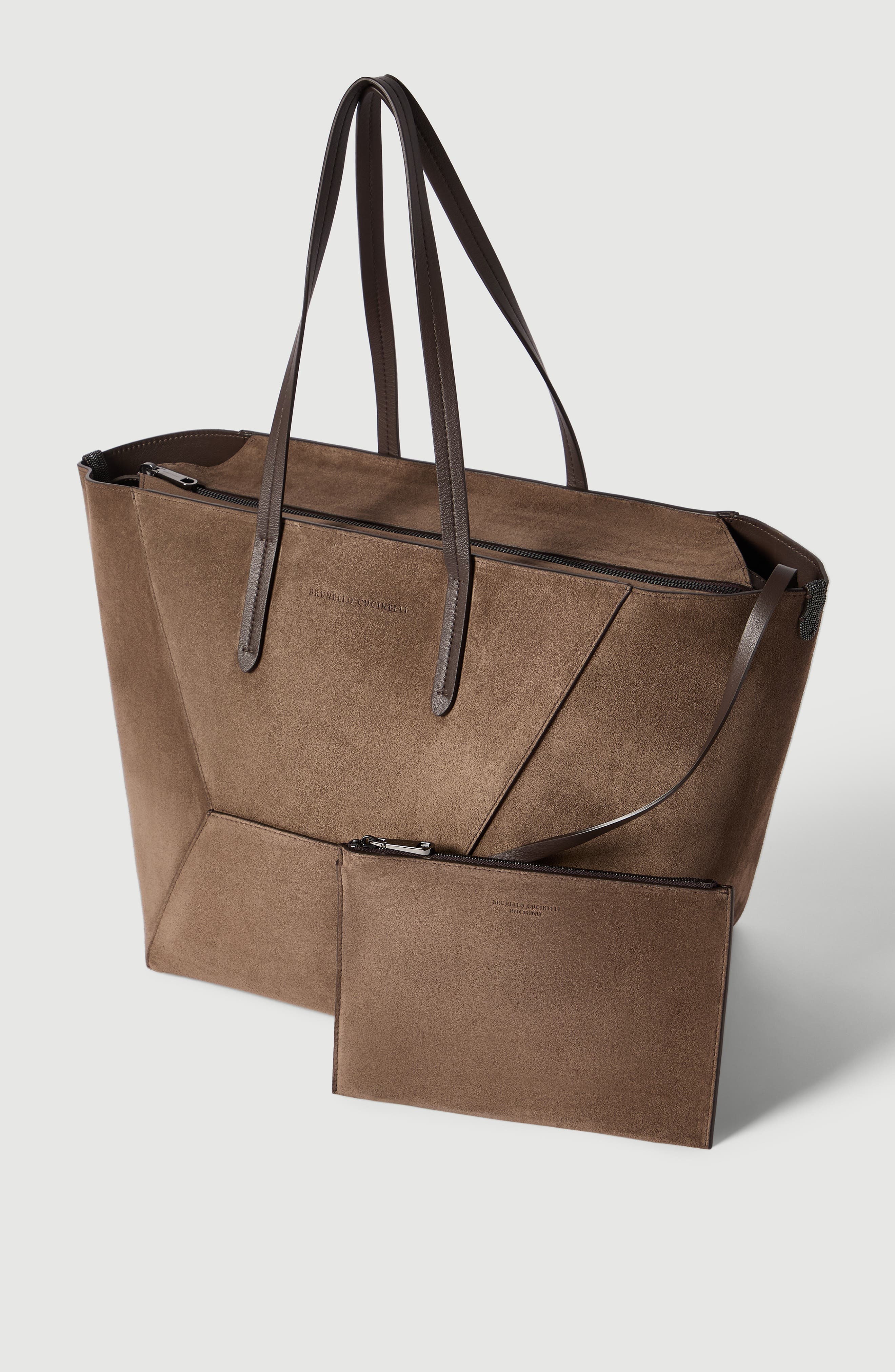 BC Duo bag in suede with monili, Alternate, color, Brown