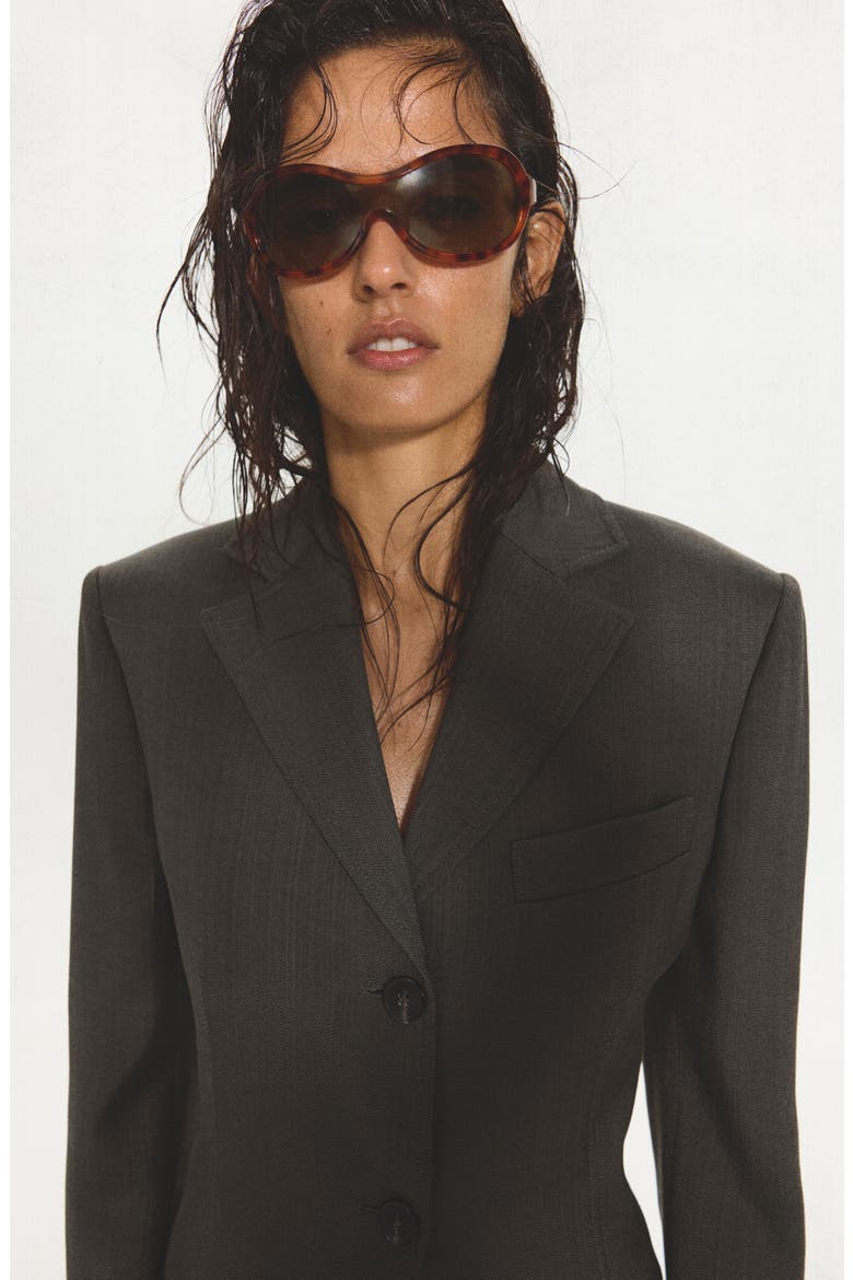 Fitted Waist Suit Jacket, Alternate, color, BLACK