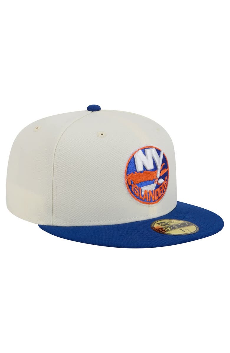 New Era Men's New Era White New York Islanders Chrome Two-Toned 59FIFTY Fitted Hat, Alternate, color, Cream