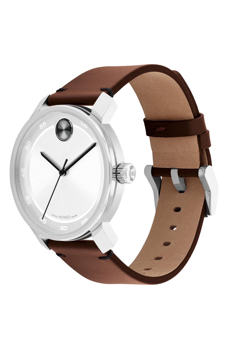 Movado Bold Access Leather Strap Watch, 41mm, Alternate, color,