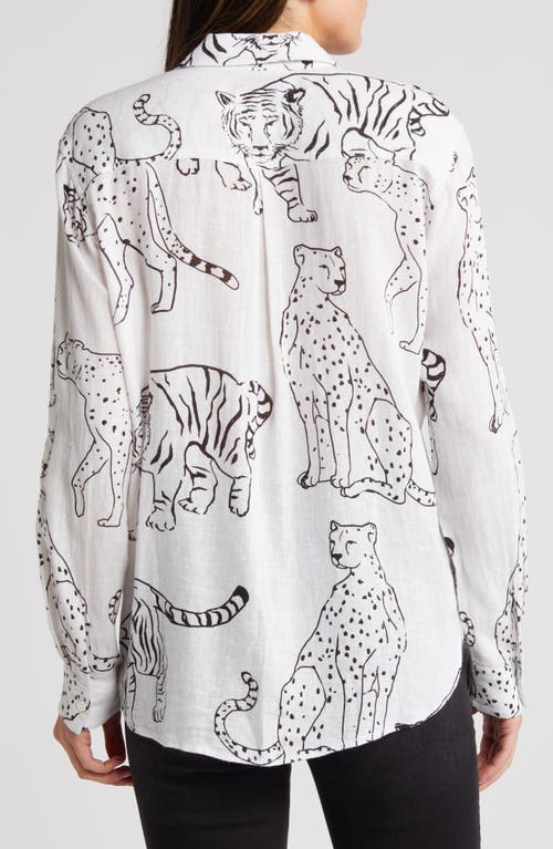 Rails Charli Wild Cat Print Linen Blend Button-up Shirt