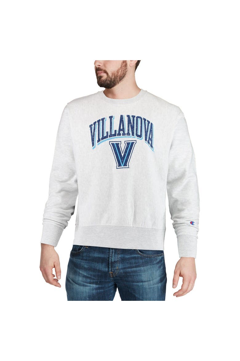 Men's Champion Gray Villanova Wildcats Arch Over Logo Reverse Weave Pullover Sweatshirt, Alternate, color, Gray