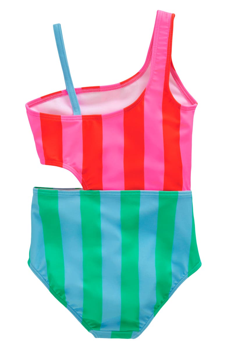 Mini Boden Kids' Cutout One-Piece Swimsuit, Alternate, color, Hotchpotch Stripe