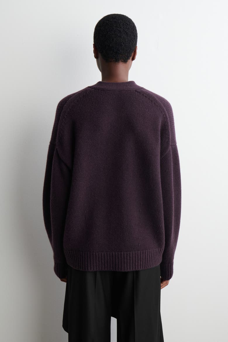 Oversized Merino Wool Cardigan, Alternate, color, DARK PURPLE