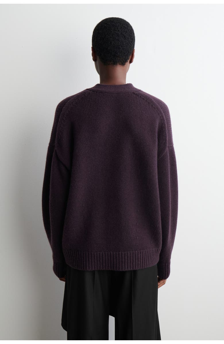 COS Oversized Merino Wool Cardigan, Alternate, color, Dark Purple