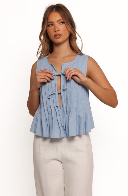 Petal And Pup Petal & Pup Delia Tie Front Pleat Tank In Blue