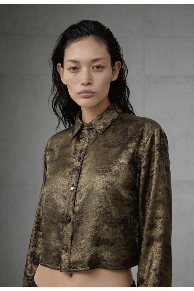 Cropped Shirt, Alternate, color, Burnt Gold