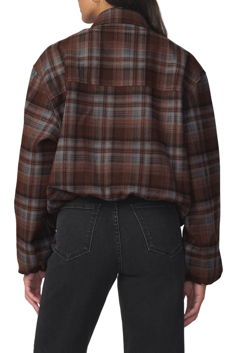 The Bella Bomber Jacket, Alternate, color, BROWN/ BLUE PLAID