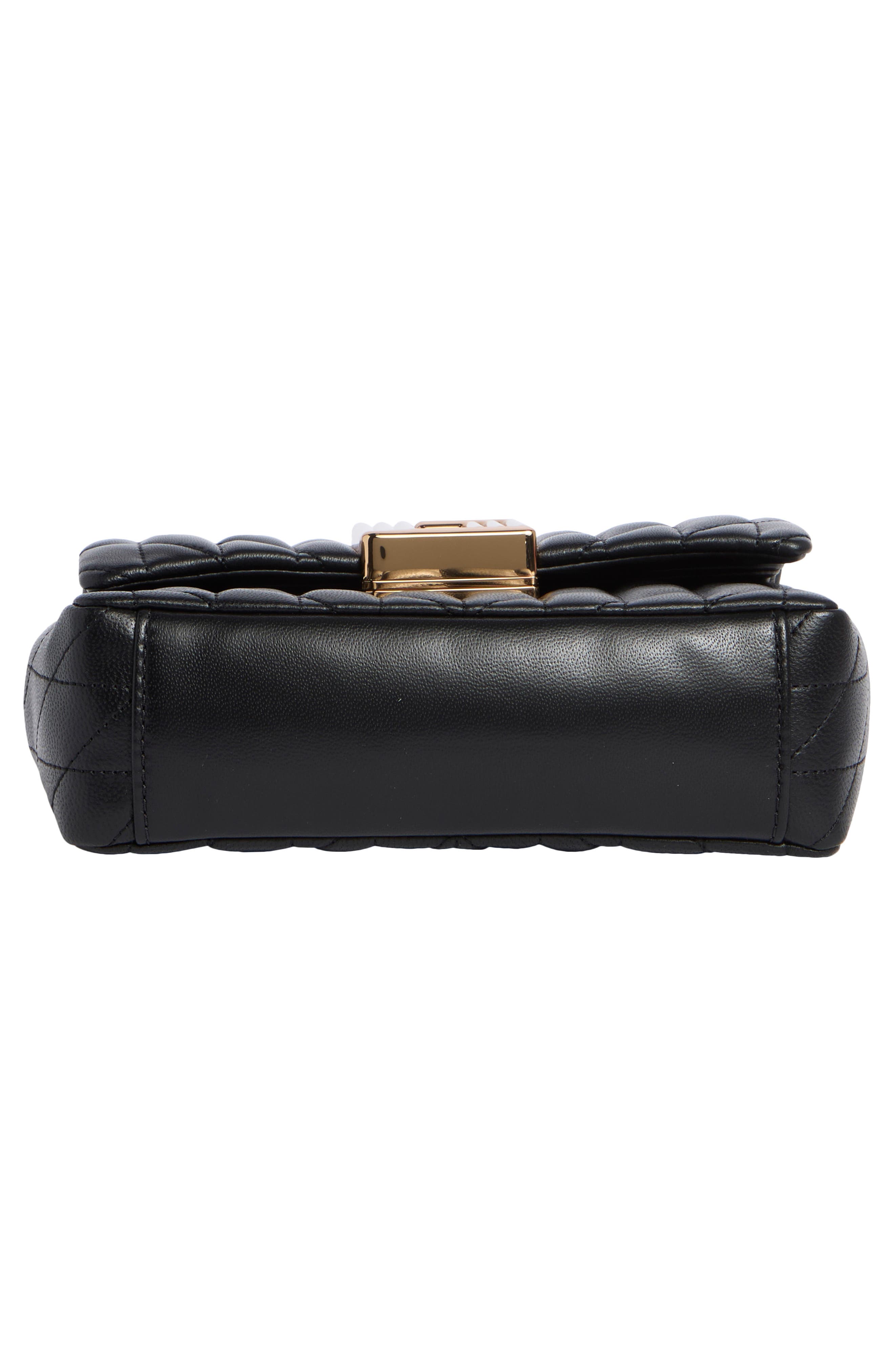 KARL LAGERFELD PARIS Lafayette Quilted Leather Crossbody Bag, Alternate, color, Black/ Gold