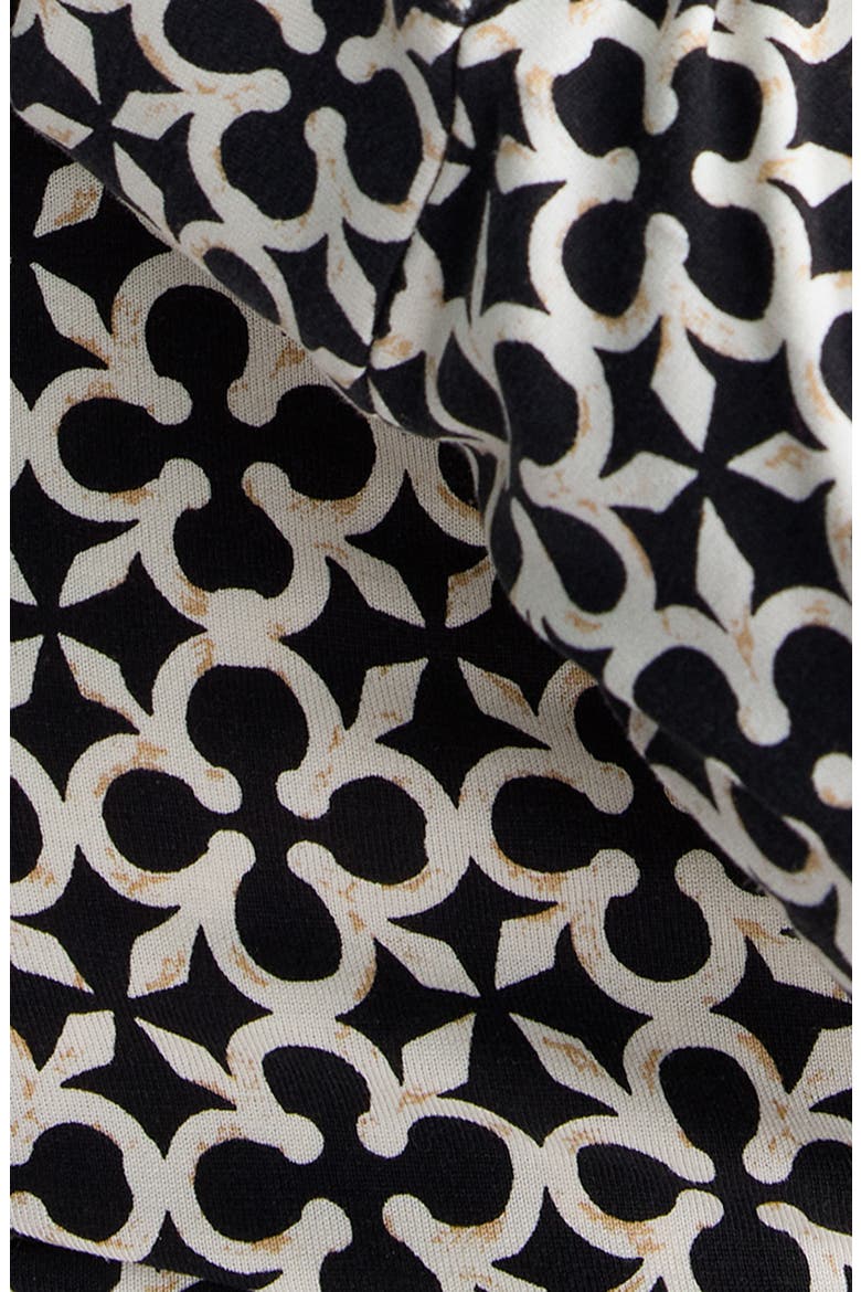 New Jeanne Silk Wrap Dress, Alternate, color, QUATREFOIL BLACK