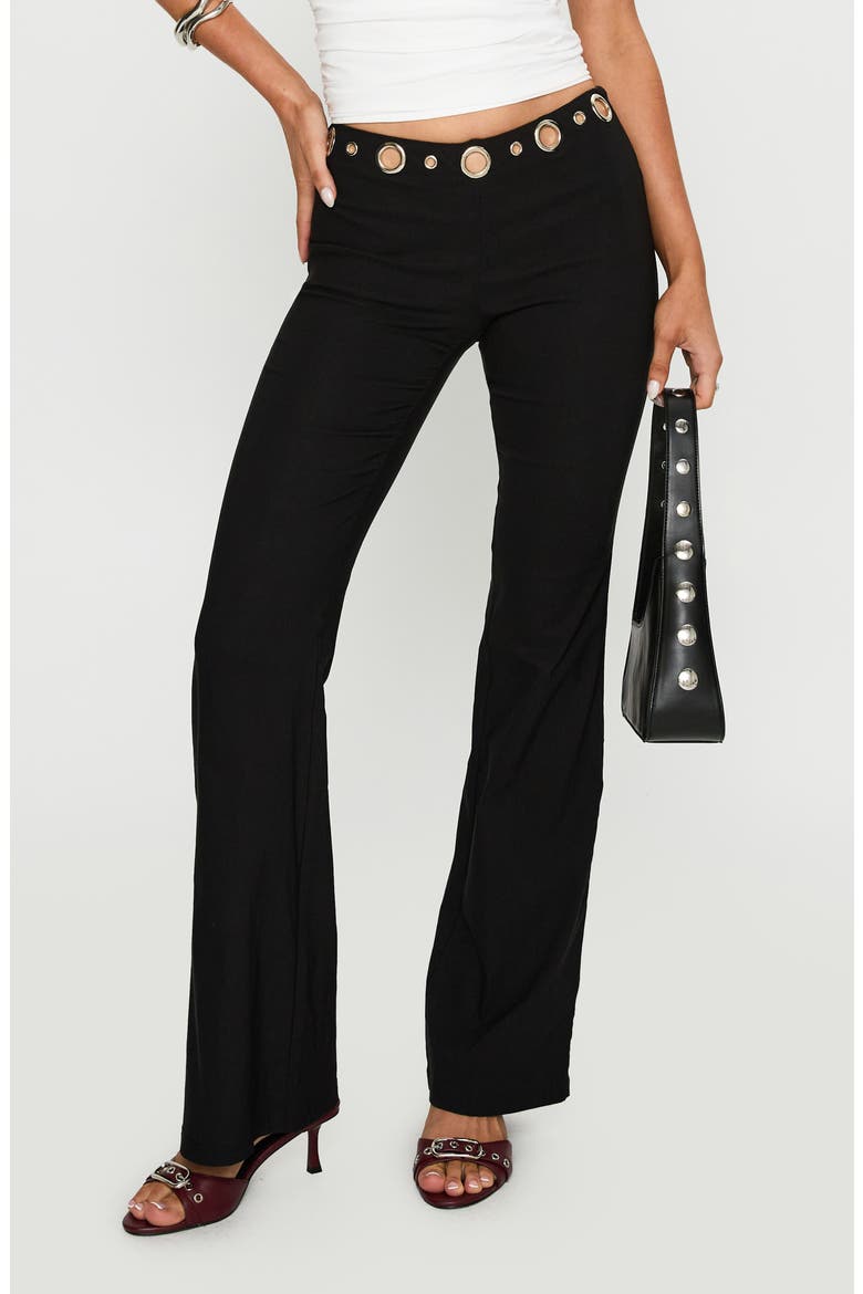 True Grit Grommet Trim Flare Pants, Main, color, BLACK