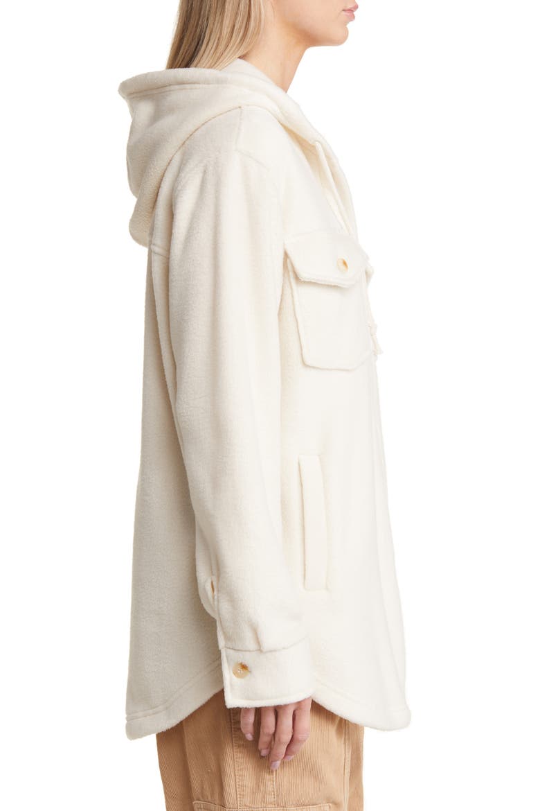 Hooded Fleece Shacket, Alternate, color, IVORY