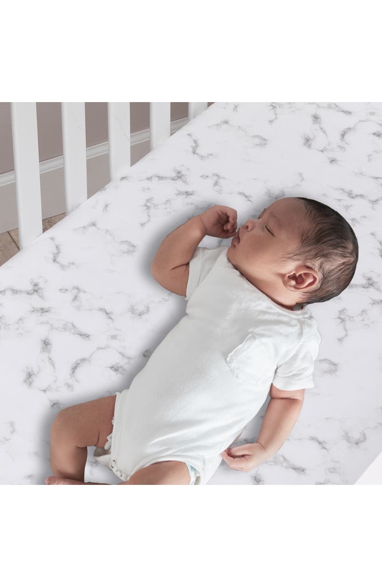 Lambs & Ivy Signature Marble Organic Cotton Fitted Crib Sheet, Alternate, color, Gray