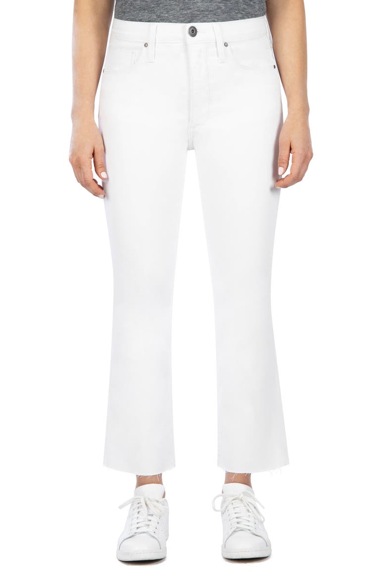 Daniel High Waist Raw Hem Baby Bootcut Jeans, Main, color, OPTIC WHITE