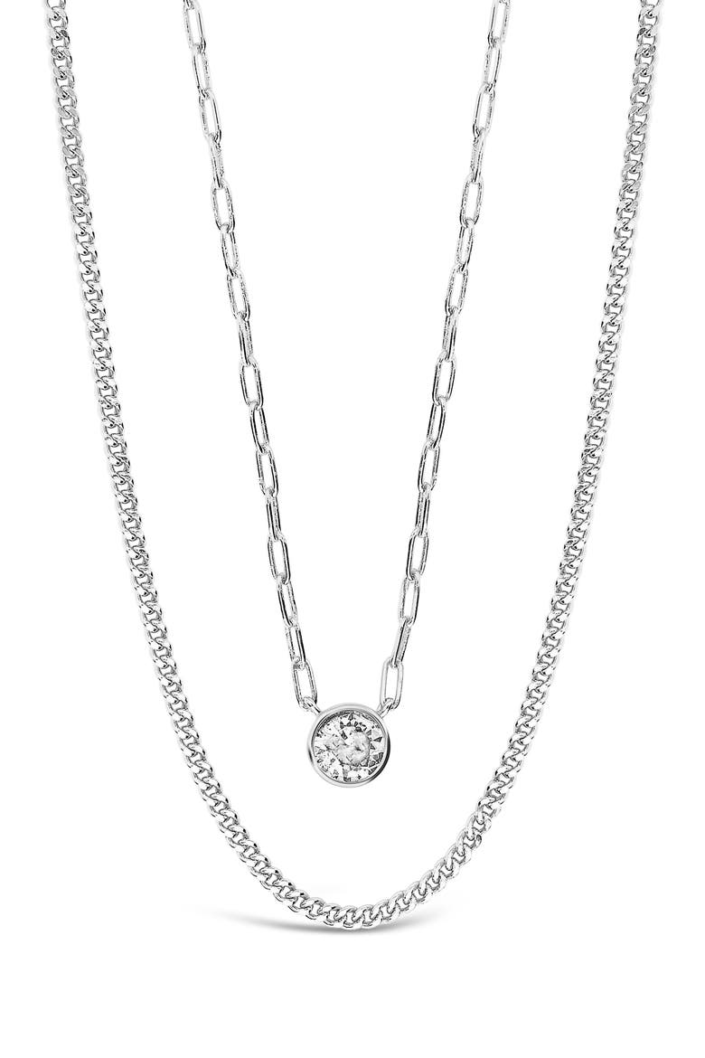Layered Cubic Zirconia Pendant Necklace, Alternate, color, SILVER