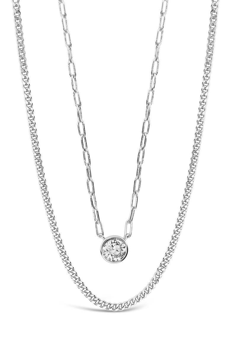 Sterling Forever Layered Cubic Zirconia Pendant Necklace, Alternate, color, 