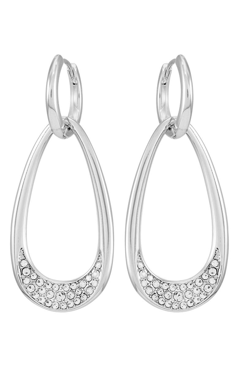 Vince Camuto Crystal Teardrop Dangle Earrings, Alternate, color, Silver Tone