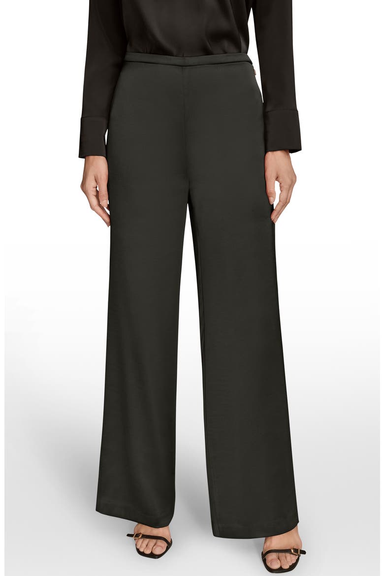 Wide Leg Satin Pants, Main, color, BLACK