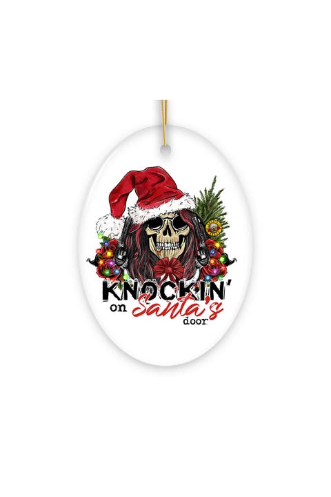 Knockin On Santas Door Skull And Roses Ornament
