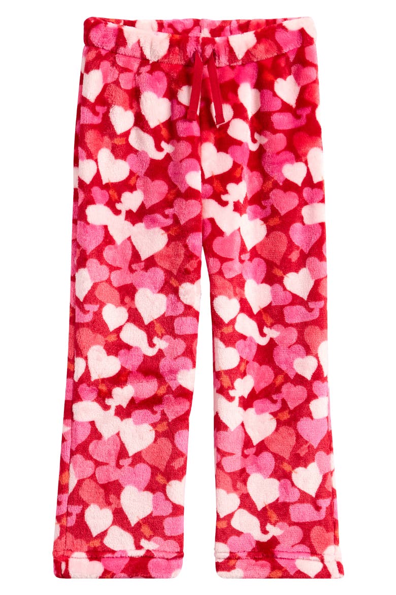 Kids' Print Fleece Sleep Pants, Main, color, HEARTS RED VELVET