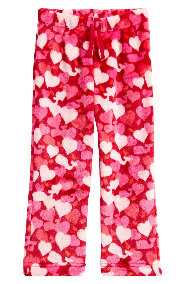 vineyard vines Kids' Print Fleece Sleep Pants, Main, color, Hearts Red Velvet