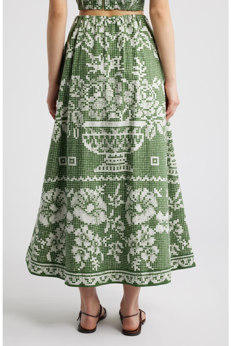 Jasmine Mixed Print Cotton Poplin Maxi Skirt, Alternate, color, VERDANT FLIGHT