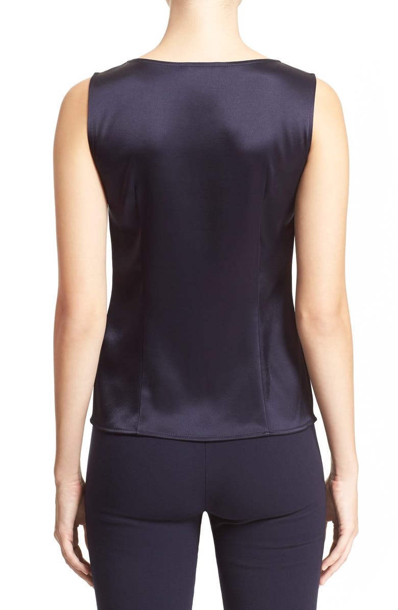 ST. JOHN Collection Liquid Satin Round Neck Shell, Alternate, color, Navy