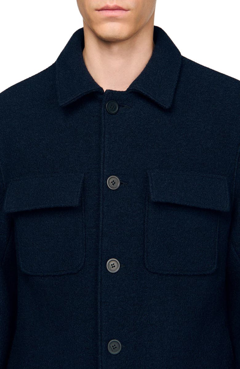 SANDRO Virgin wool overshirt, Alternate, color, Midnight Blue