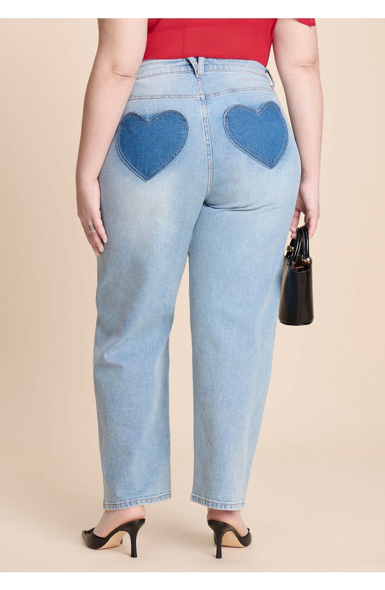 ELOQUII Heart Pocket Naomi Straight Leg Jean, Alternate, color, Light Wash