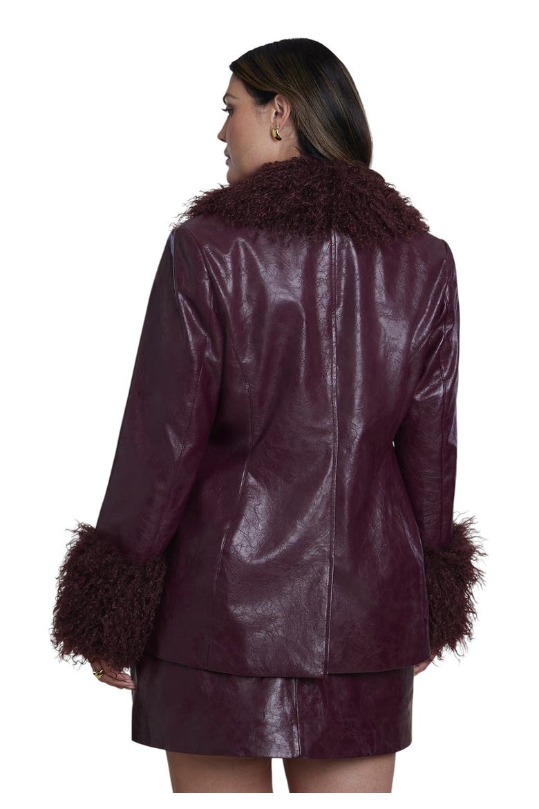 Faux Fur Trim Faux Leather Jacket (plus), Main, color, ANDORRA