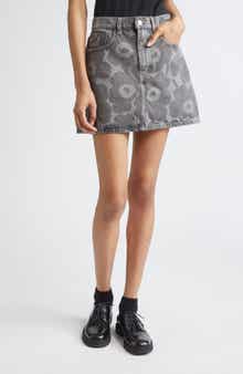 Marimekko Maridenim Ruudut Unikko Denim Miniskirt