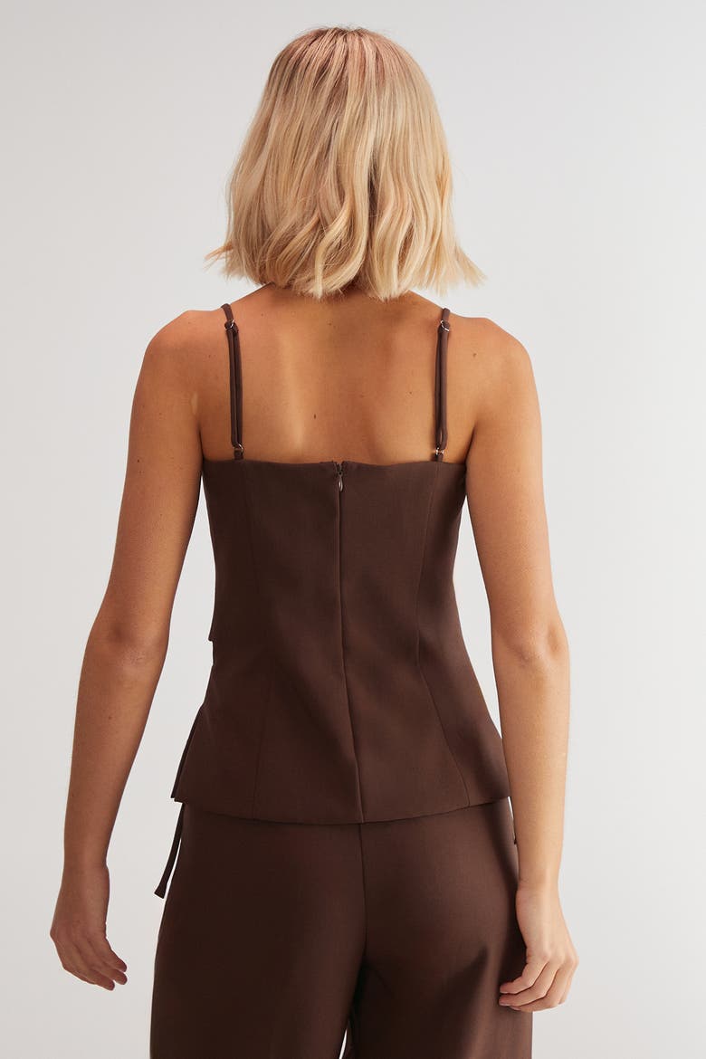 Premium Tailored Cut Out  Longline Top, Alternate, color, Choc Brown