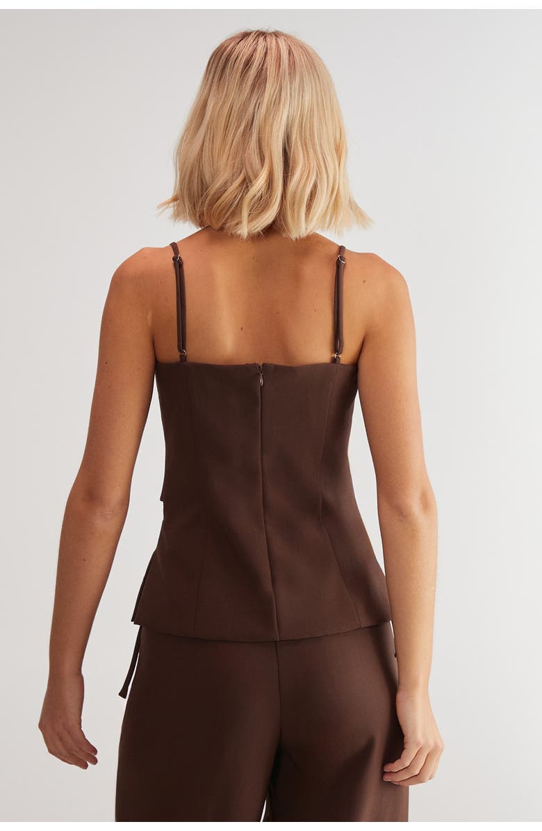 NASTY GAL Premium Tailored Cut Out Longline Top, Alternate, color, Choc Brown