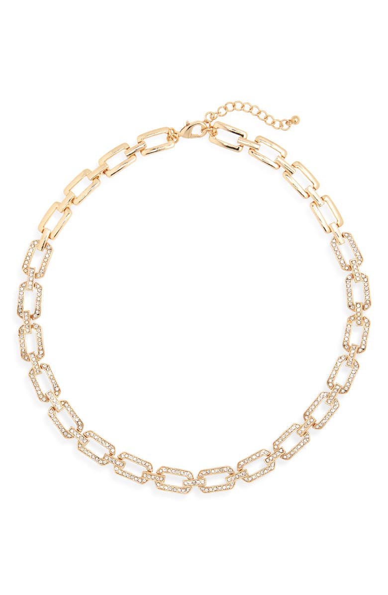 Tasha Crystal Link Collar Necklace, Main, color, Gold/ Crystal