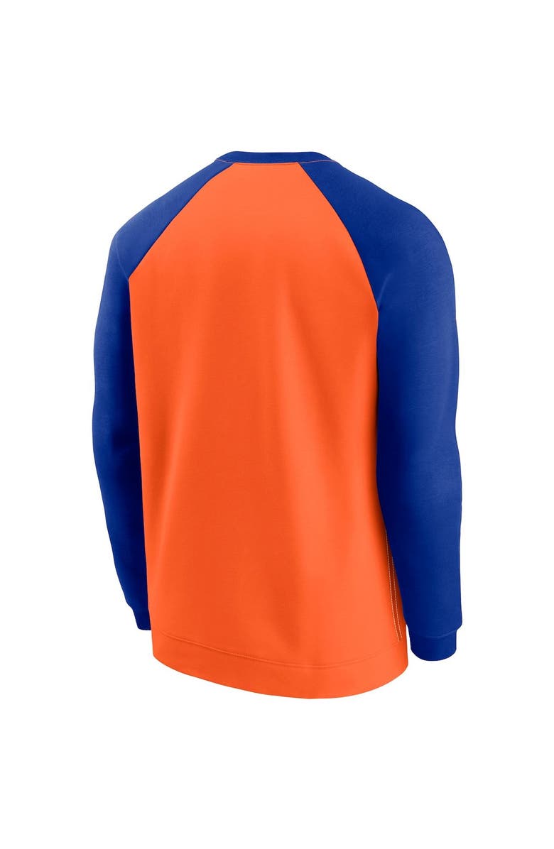 Nike Men's Nike Orange/Royal Denver Broncos Historic Raglan Crew Performance Sweater, Alternate, color, 
