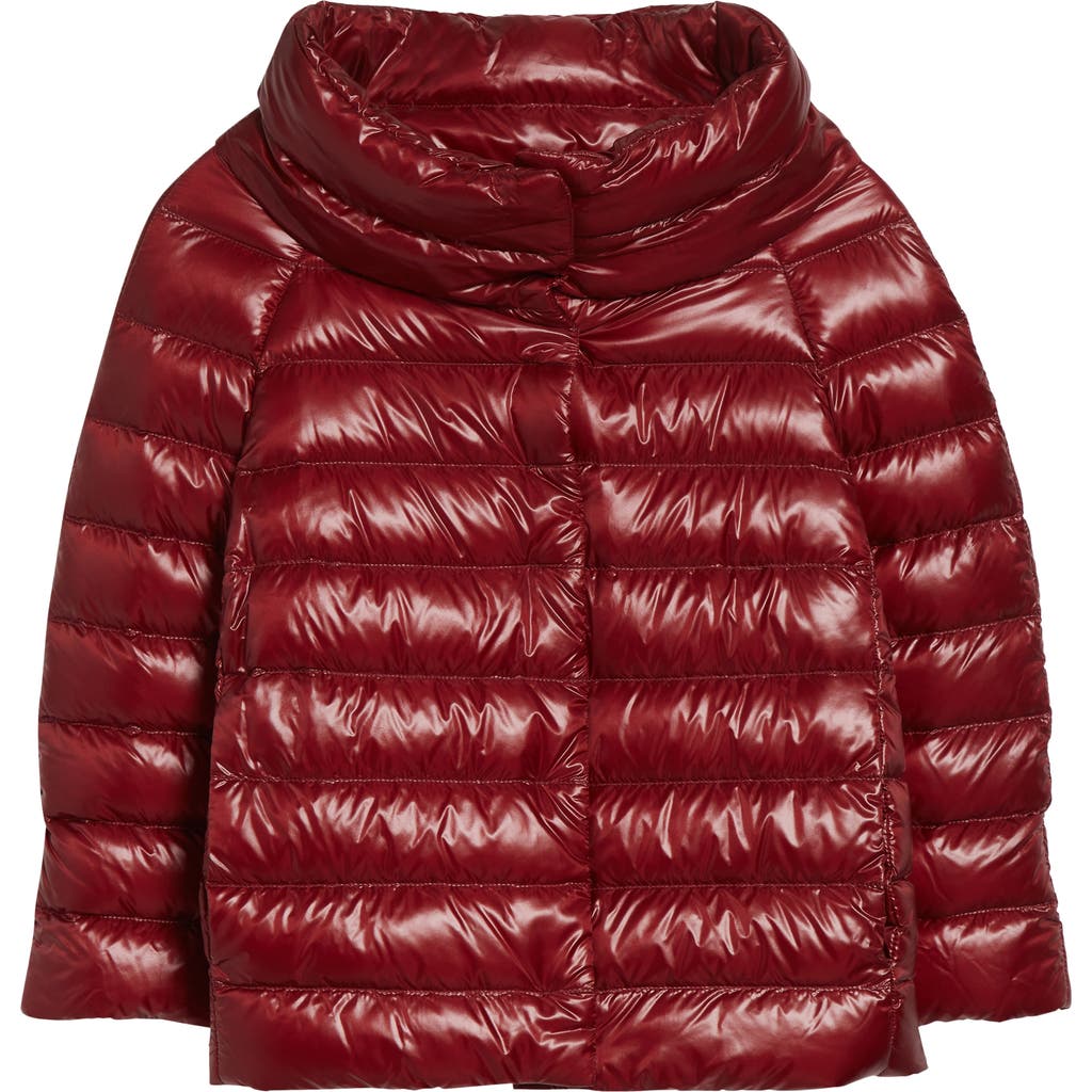Herno Sofia Iconic Down Crop Puffer Jacket In Burgundy