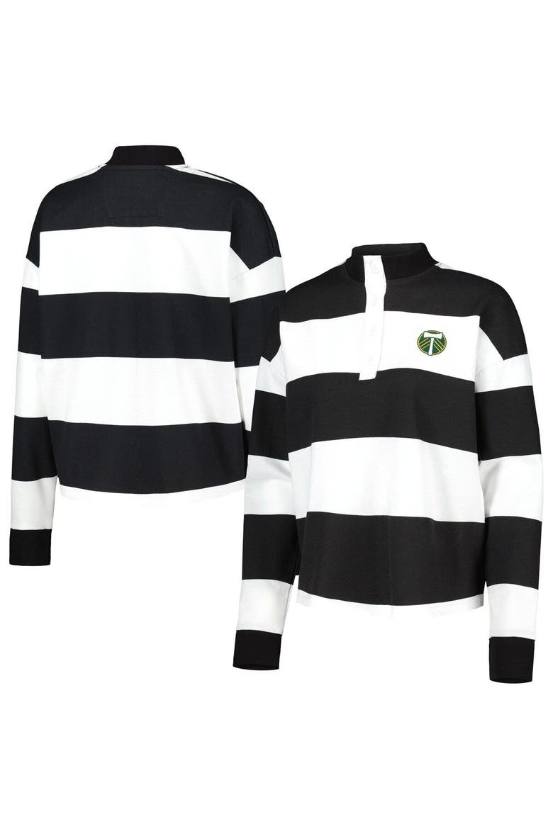Women's Antigua  White Portland Timbers Radical Rugby Stripe Long Sleeve T-Shirt, Main, color, White