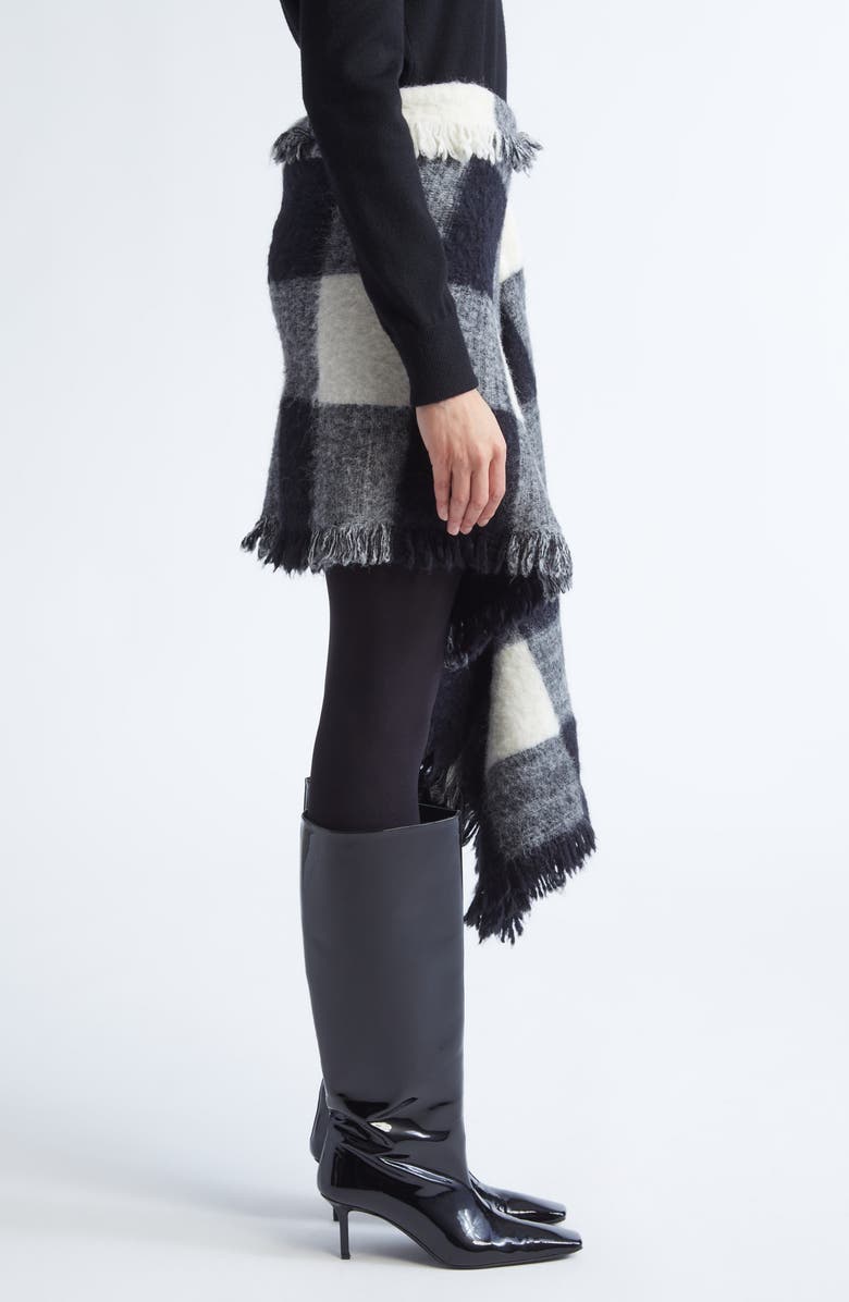 Proenza Schouler Kai Asymmetric Glen Plaid Brushed Alpaca Blend Skirt, Alternate, color, Black Multi
