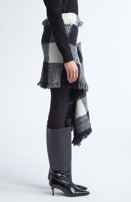 Proenza Schouler Kai Asymmetric Glen Plaid Brushed Alpaca Blend Skirt In Multi