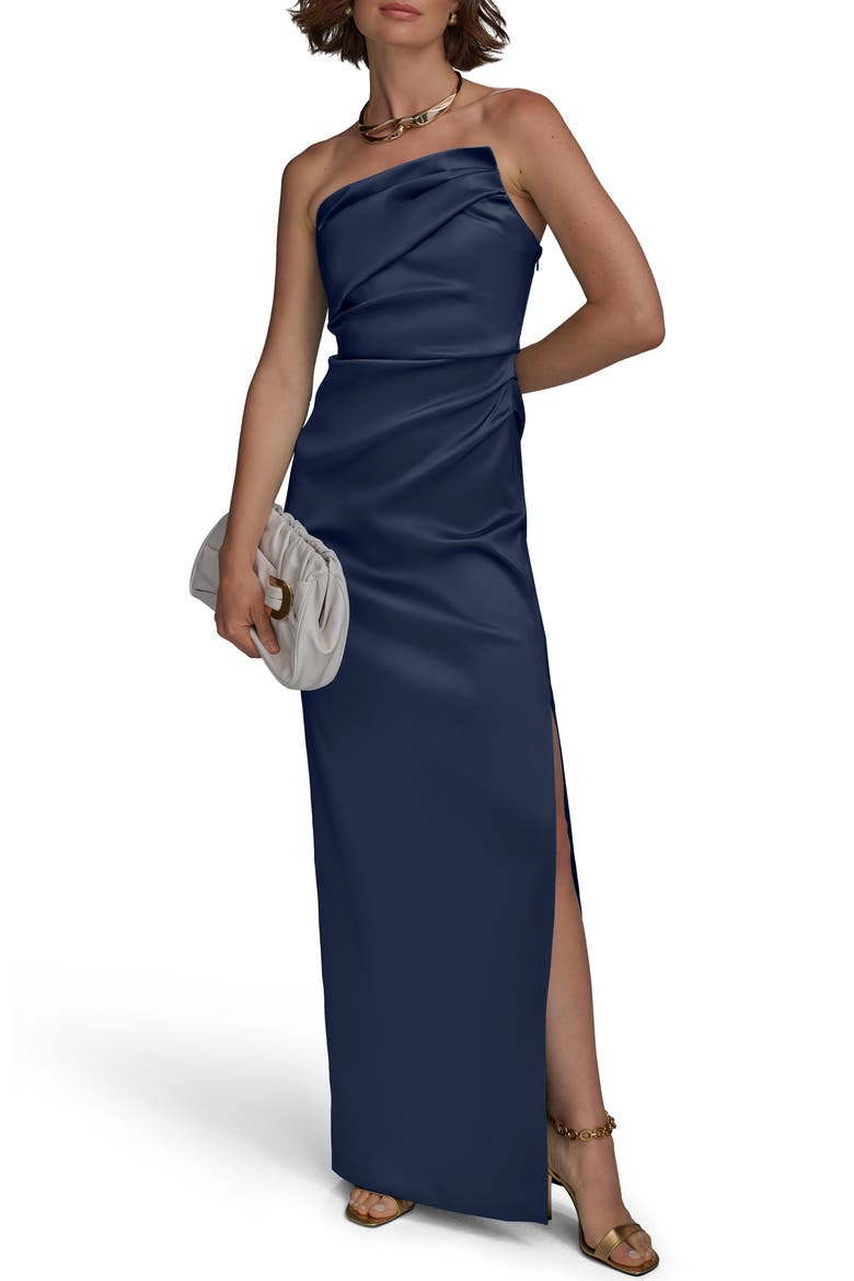 Ruched Strapless Gown, Alternate, color, TAFFETA BLUE