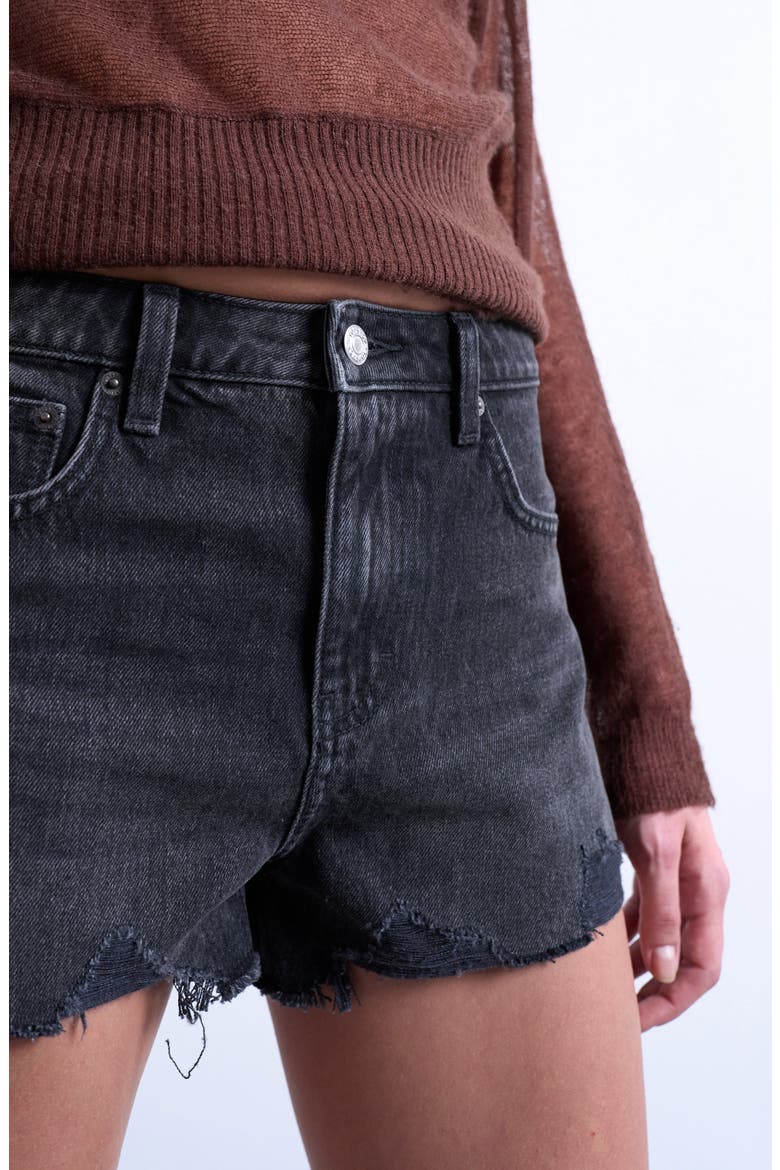Distressed Denim Cutoff Shorts, Alternate, color, BLACK