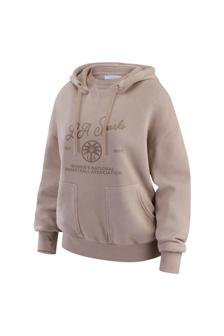 Women's WEAR by Erin Andrews  Tan Los Angeles Sparks Washed Pullover Crewdie, Alternate, color, Tan