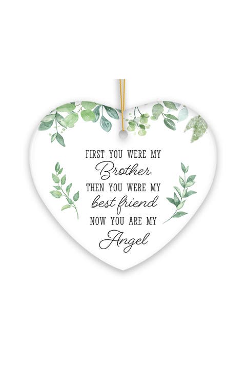 Brother Angel Botanical Heart Memorial Ornament