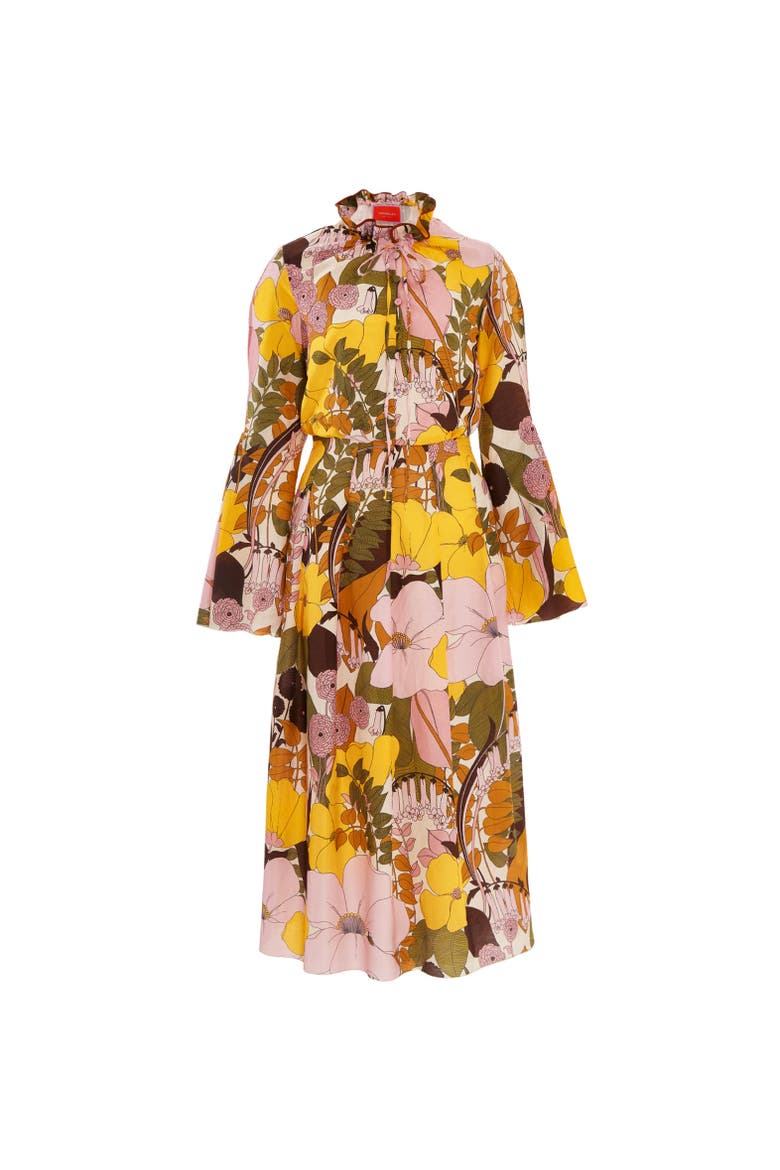 Casanova Midi Dress Big Flower Rose Pink, Alternate, color, Big Flower Rose Pink