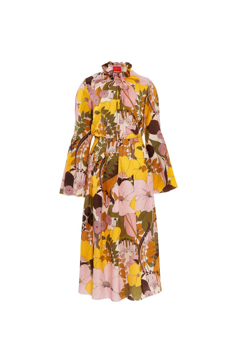 La DoubleJ Casanova Midi Dress Big Flower Rose Pink, Alternate, color, Big Flower Rose Pink