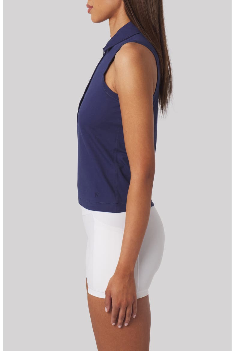 Val Sleeveless Polo with Imitation Pearl Buttons, Alternate, color, LEGACY NAVY