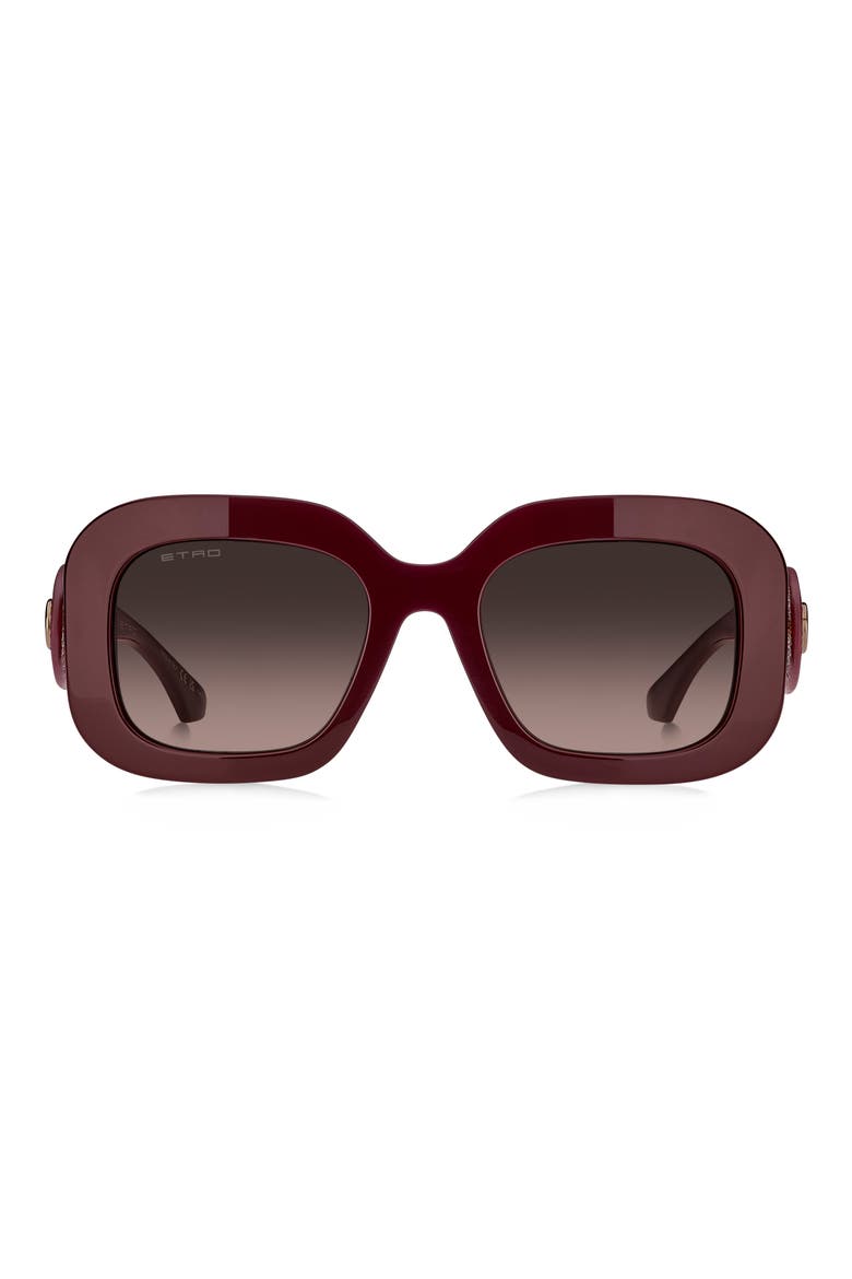 52mm Gradient Rectangular Sunglasses, Main, color, BURGUNDY/ BROWN
