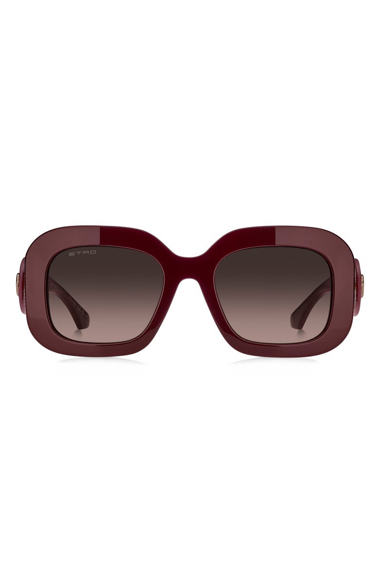 Etro 52mm Gradient Rectangular Sunglasses, Main, color, Burgundy/ Brown